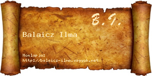 Balaicz Ilma névjegykártya